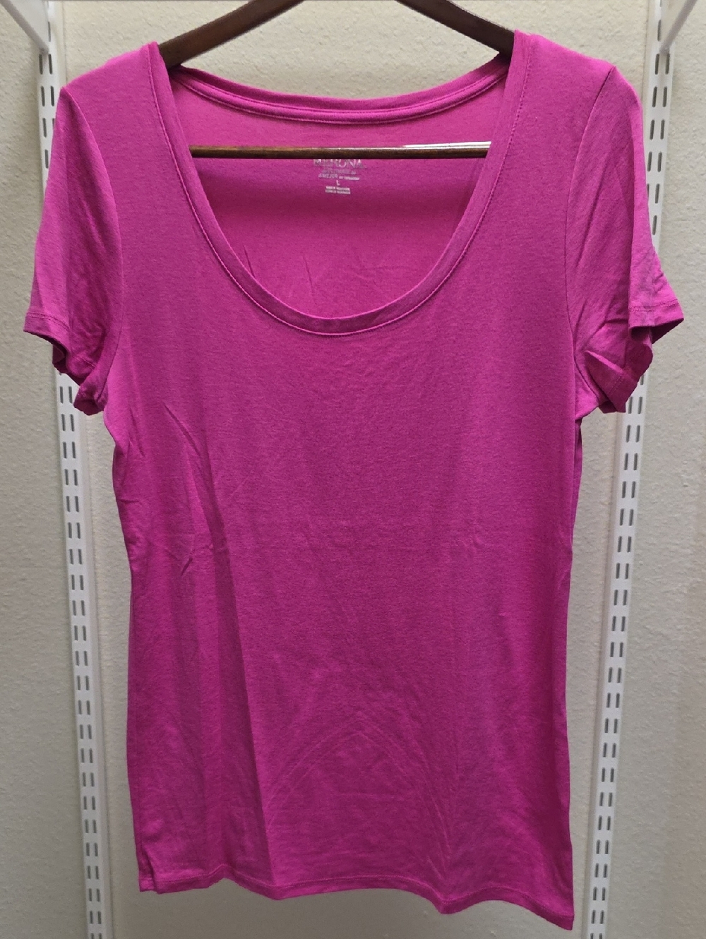 Merona Scoop Neck Short Sleeve Tee in Bright Pink